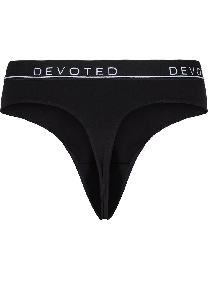 Bomulds g-streng med regulær talje, Sort, Packshot image number 1