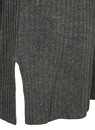 Meleret strikkjole med turtleneck, Dark Grey Melange, Packshot image number 3