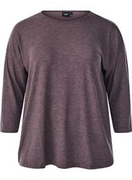 Jerseybluse med 3/4 &aelig;rmer, Brun