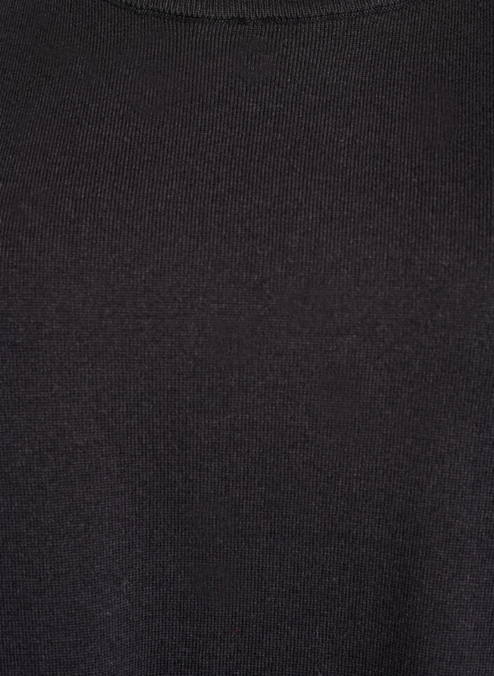 Finstrikket bluse med korte &aelig;rmer, Sort, Packshot image number 2