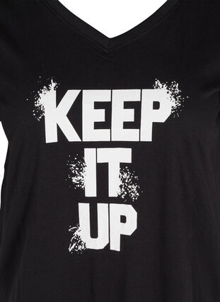 Bomulds trænings t-shirt med tryk, Black Keep, Packshot image number 2