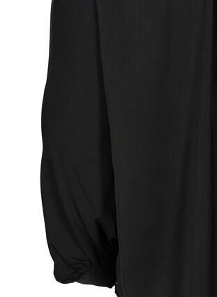 Skjorte med let pufærme og binde detalje, Black, Packshot image number 3