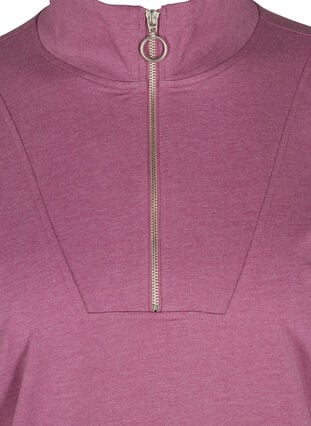 Meleret sweatshirt med lynlås, Grape Nectar Melange, Packshot image number 2