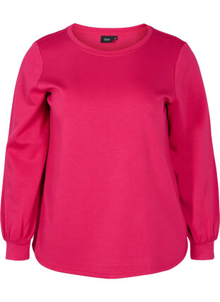 Sweatshirt med rund hals og lange ærmer, Cerise, Packshot image number 0