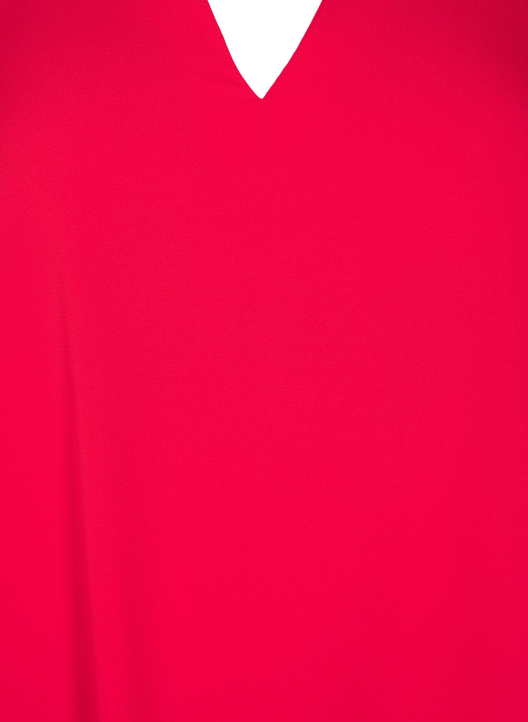 Zizzi Kort&aelig;rmet bluse med v-udsk&aelig;ring, R&oslash;d, Packshot image number 2