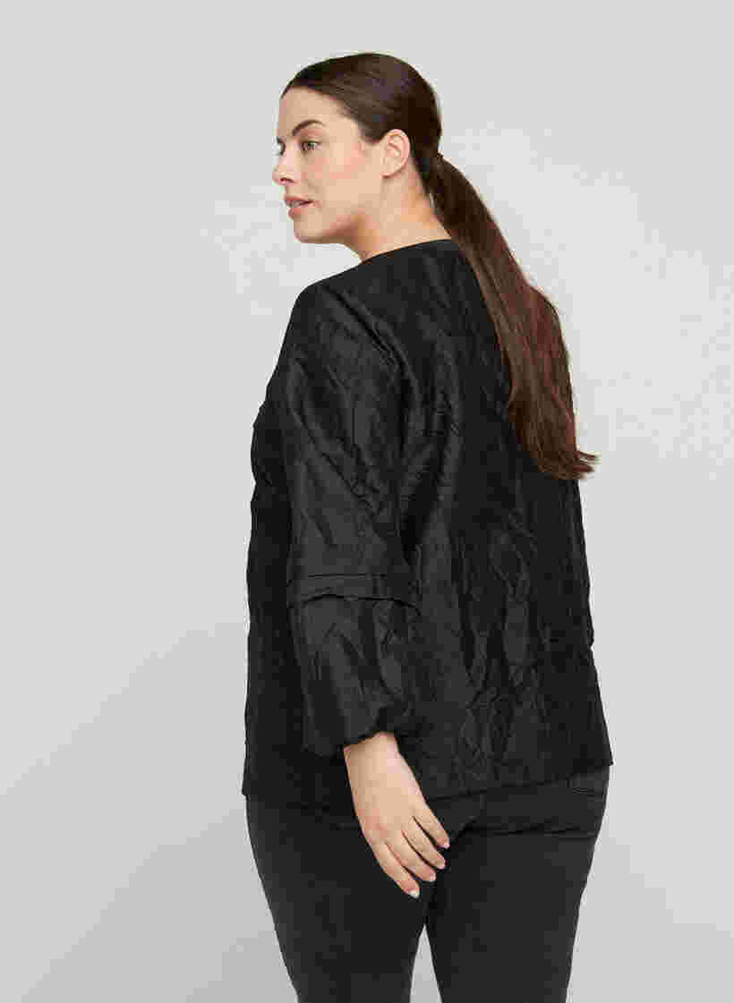 Struktureret jakke med v-udskæring, Black, Model image number 1