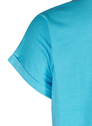 T-shirt i bomuldsmix, RIVER BLUE Mel., Packshot image number 3