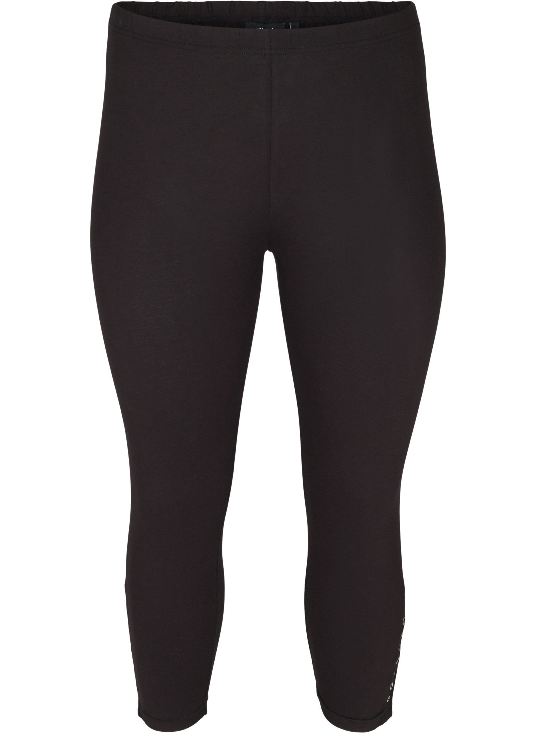 Zizzi3/4 leggings med knapper, Sort, Packshot image number 0