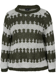 Mønstret strikbluse, Forest Night Comb