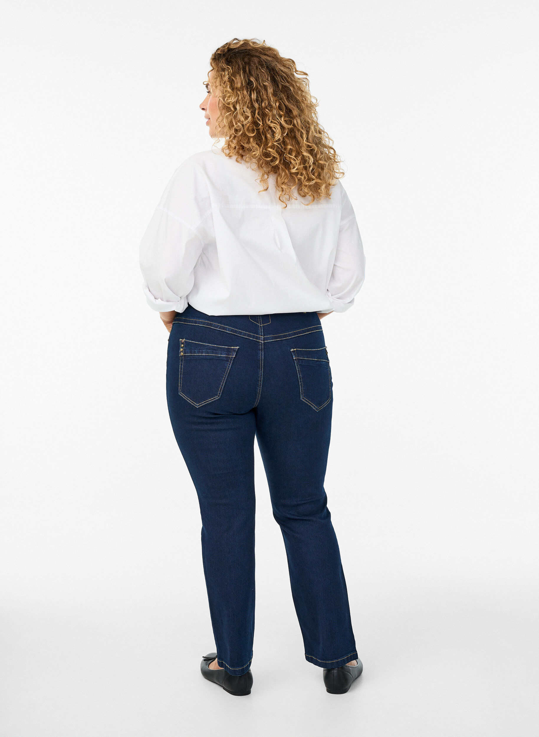 Zizzi Slim fit Vilma jeans med h&oslash;j talje, Bl&aring;, Model image number 1