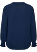 Bluse med smock manchetter og V-udsk&aelig;ring, Bl&aring;, Packshot image number 1