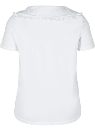 T-shirt med krave i økologisk bomuld, Bright White, Packshot image number 1