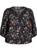 Bluse med 3/4 &aelig;rmer og blondedetalje, Sort, Packshot image number 0