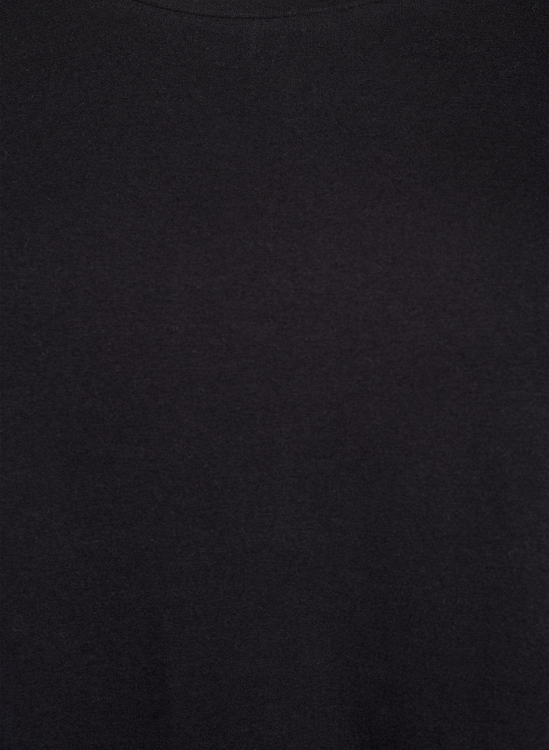 Zizzi T-shirt med broderie anglaise og b&oslash;lgekanter, Sort, Packshot image number 2