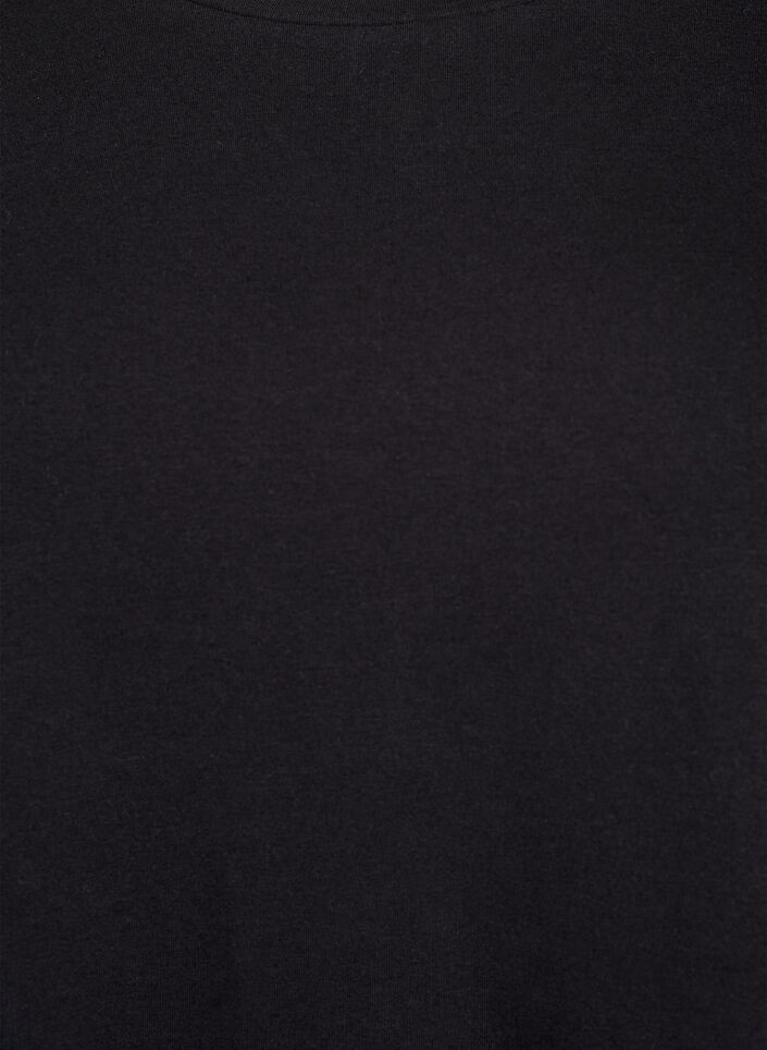 T-shirt med broderie anglaise og bølgekanter, Sort, Packshot image number 2