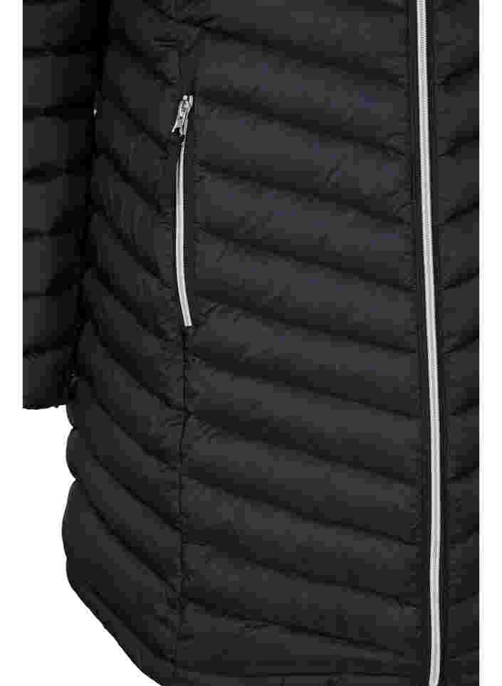 Letvægts jakke med aftagelig hætte og lommer, Black, Packshot image number 3