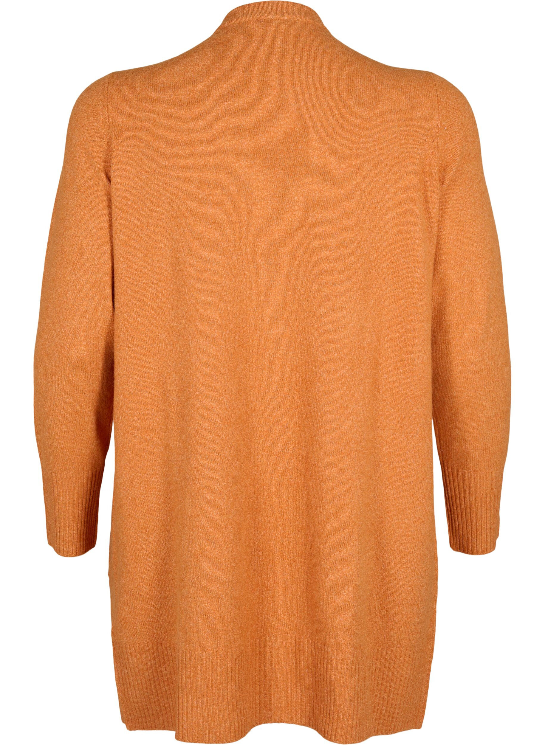 Zizzi Meleret strik cardigan med lommer, Orange, Packshot image number 1