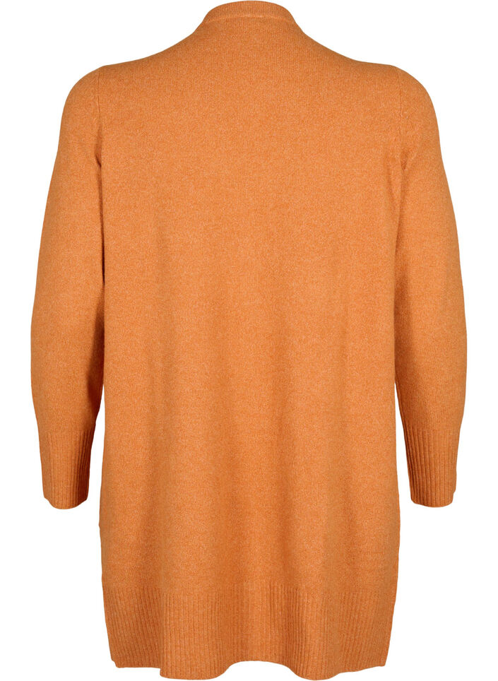 Meleret strik cardigan med lommer, Orange, Packshot image number 1