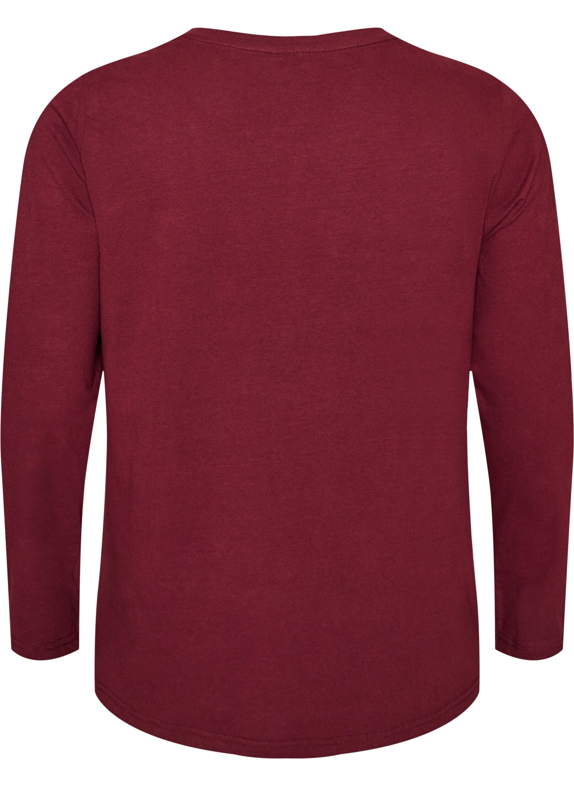 ZizziBasis jerseybluse med lange &aelig;rmer, R&oslash;d, Packshot image number 1