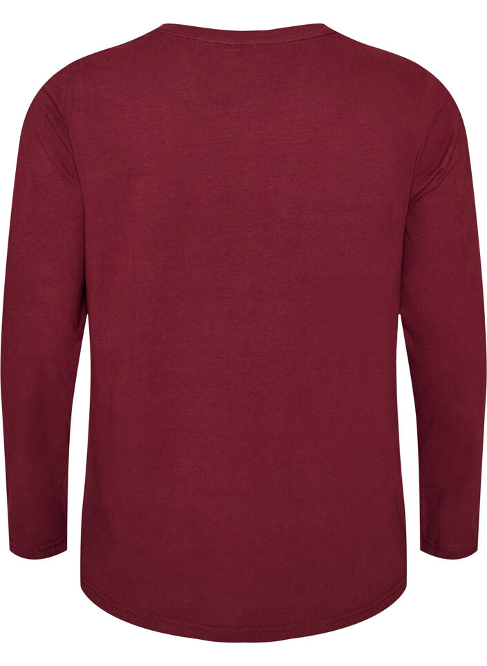 Basis jerseybluse med lange &aelig;rmer, R&oslash;d, Packshot image number 1