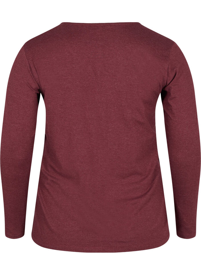 Basis bluse med lange ærmer, Cabernet Melange, Packshot image number 1