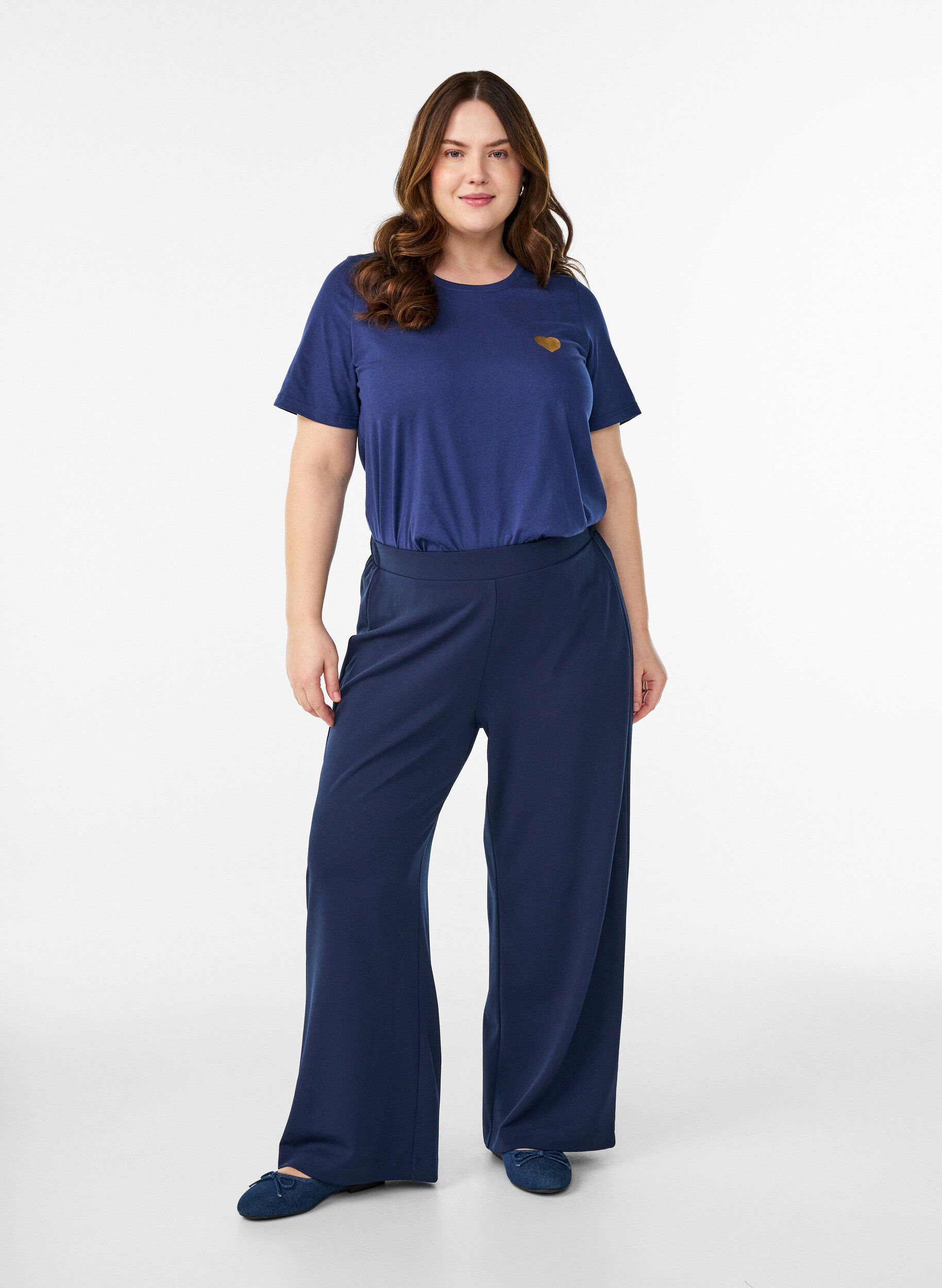 Zizzi T-shirt med motiv, Bl&aring;, Model image number 1