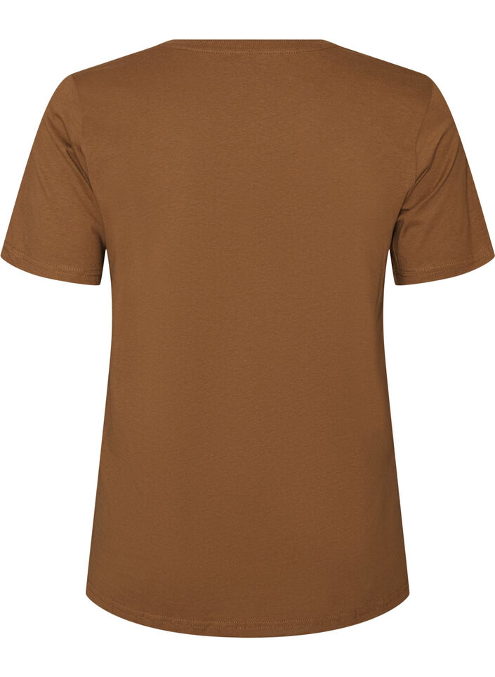 T-shirt i bomuld med printmotiv, Brun, Packshot image number 1