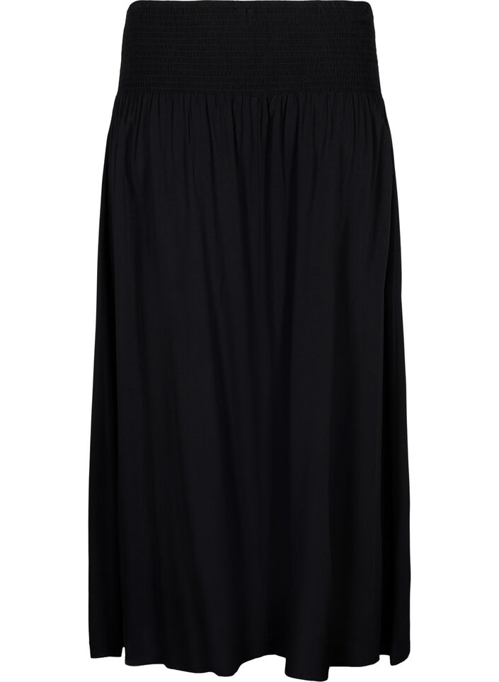 Maxinederdel i viskose med smock, Sort, Packshot image number 1