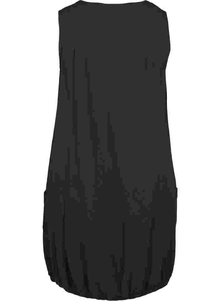 Ærmeløs kjole i bomuld, Black, Packshot image number 1