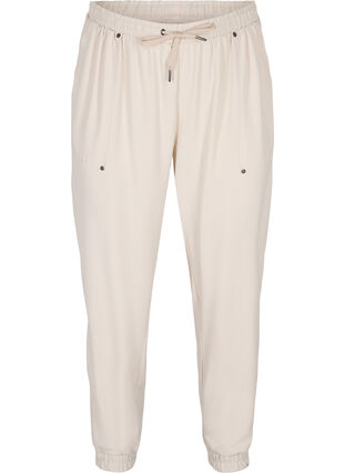 Bukser med lommer og elastikkant , Warm Sand, Packshot image number 0