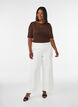 Meshbluse med korte &aelig;rmer og rund hals, Brun, Model image number 1