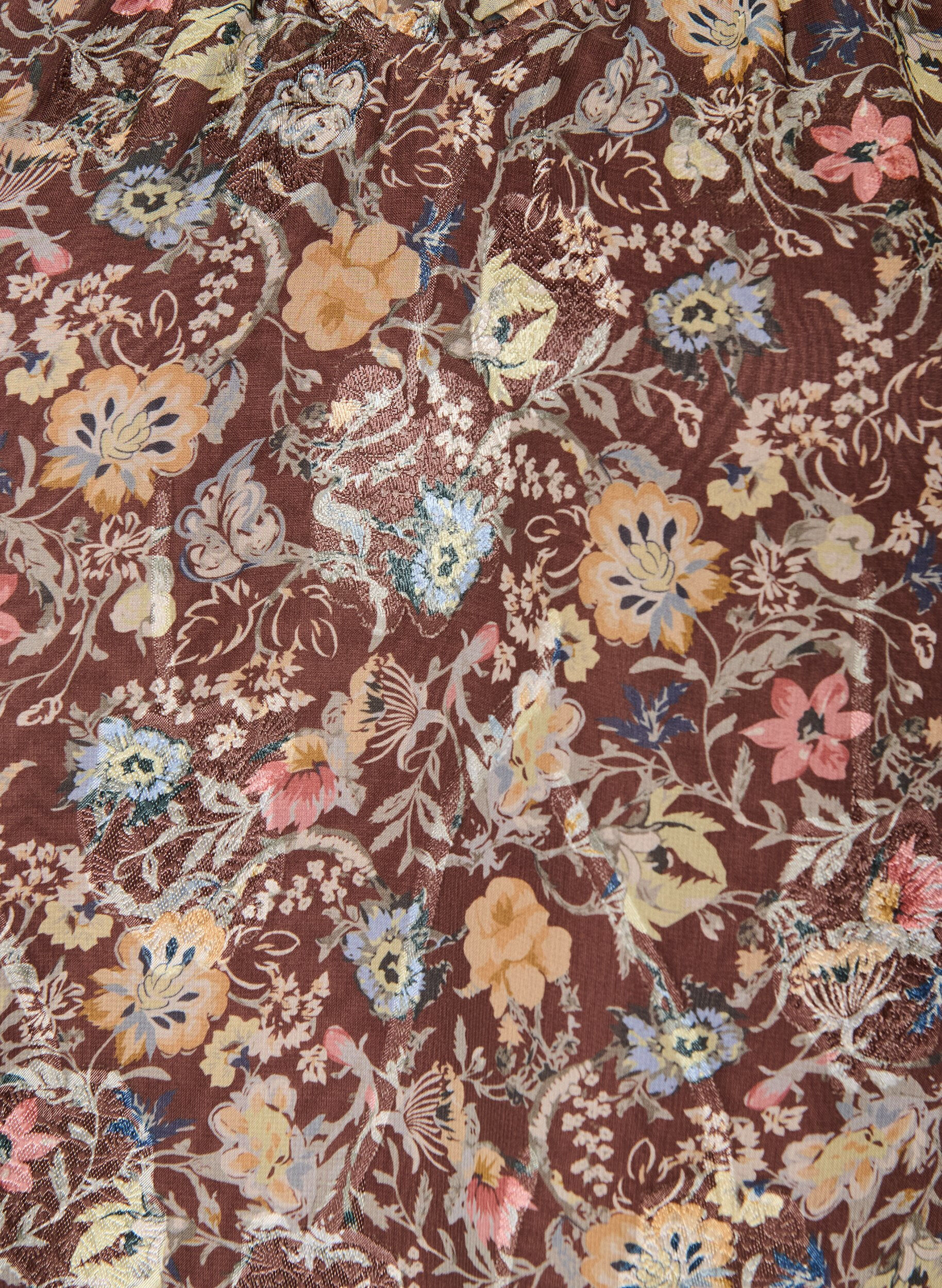 ZizziChiffonkjole med blomsterprint og fl&aelig;selag, Brun, Packshot image number 2