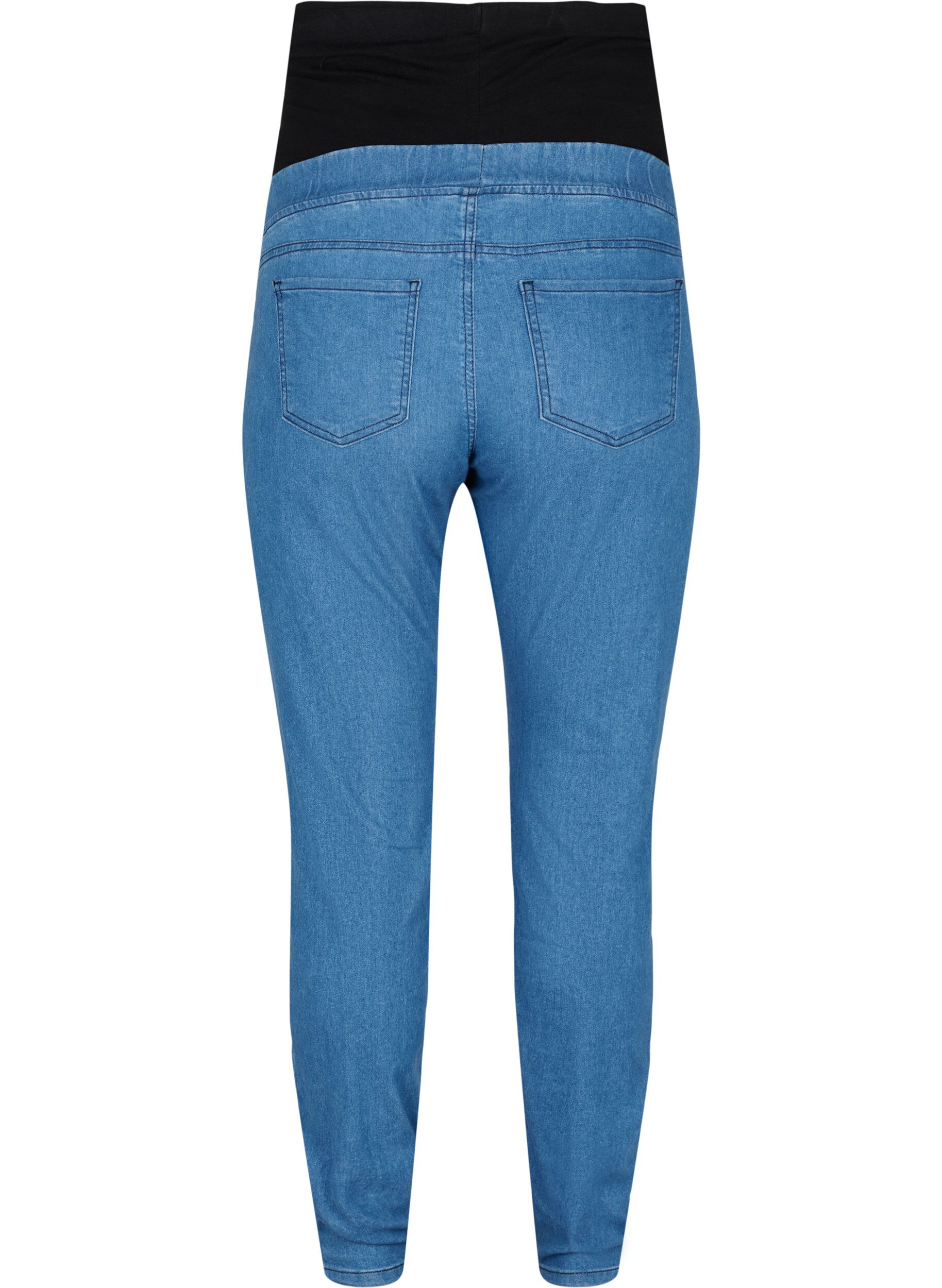 Zizzi Graviditets jeggings med baglommer, Blue denim, Packshot image number 1