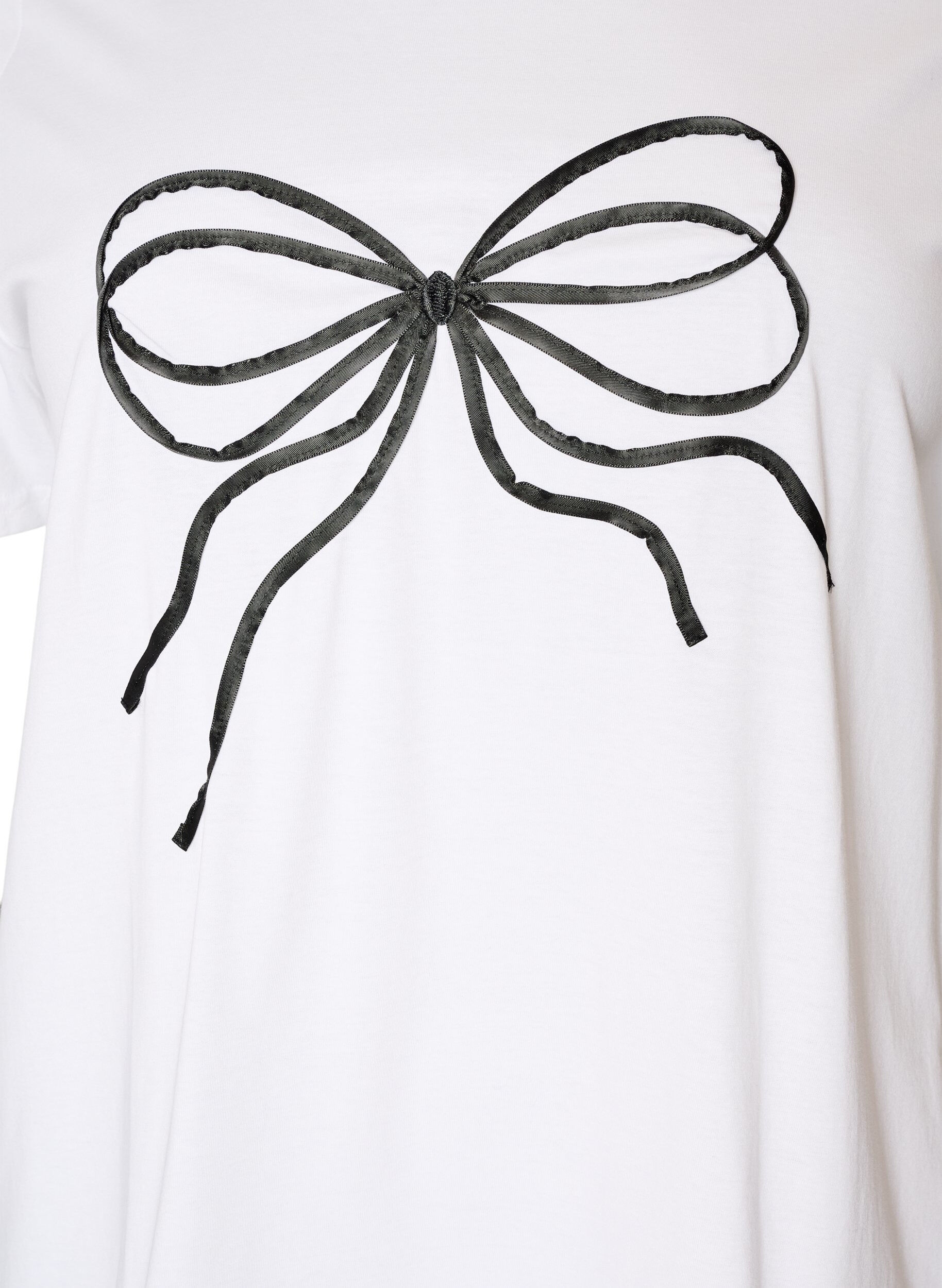 ZizziT-shirt i &oslash;kologisk bomuld med dekorativt motiv, Hvid, Packshot image number 2