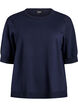 Finstrikket bluse med korte &aelig;rmer, Bl&aring;, Packshot image number 0