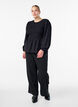 Bluse med smock og lange &aelig;rmer, Sort, Model image number 1