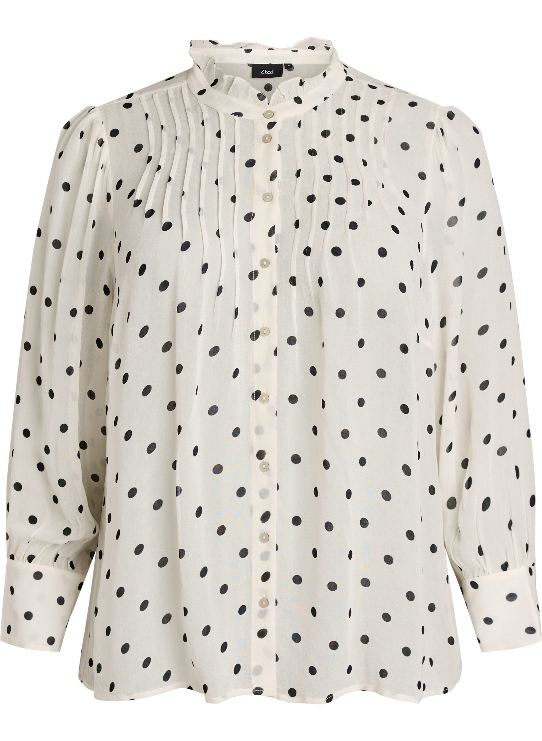 Skjortebluse i viskose med fl&aelig;sekrave