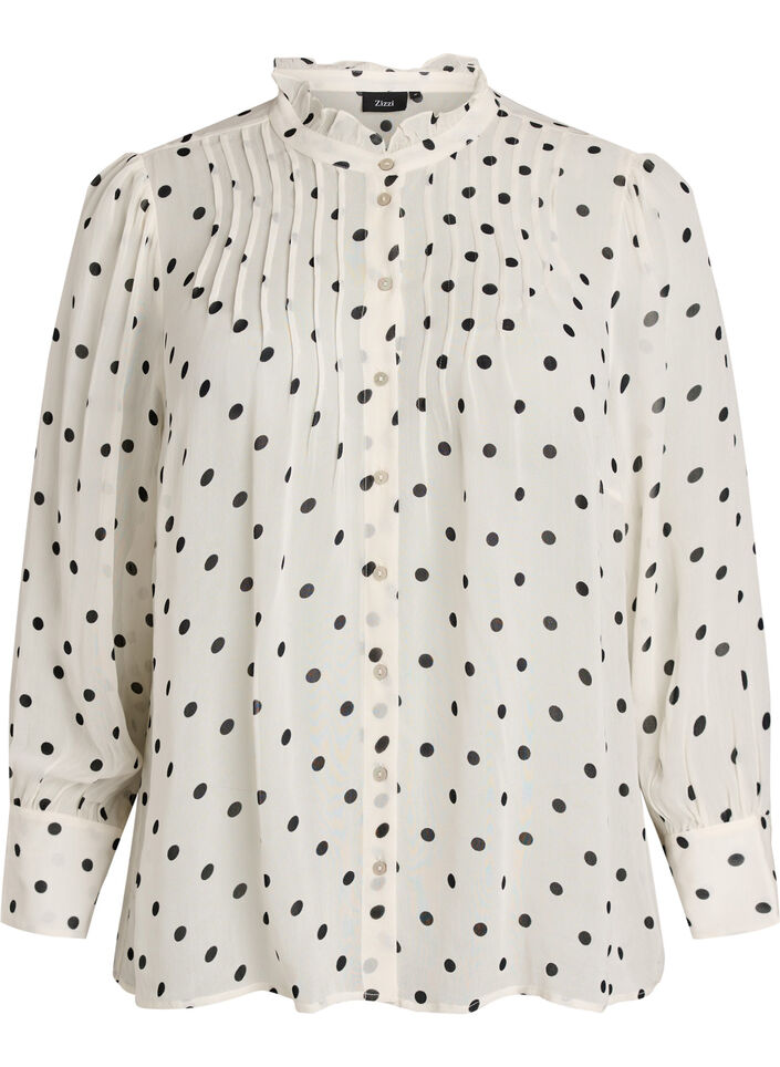 Skjortebluse i viskose med fl&aelig;sekrave, Hvid, Packshot image number 0