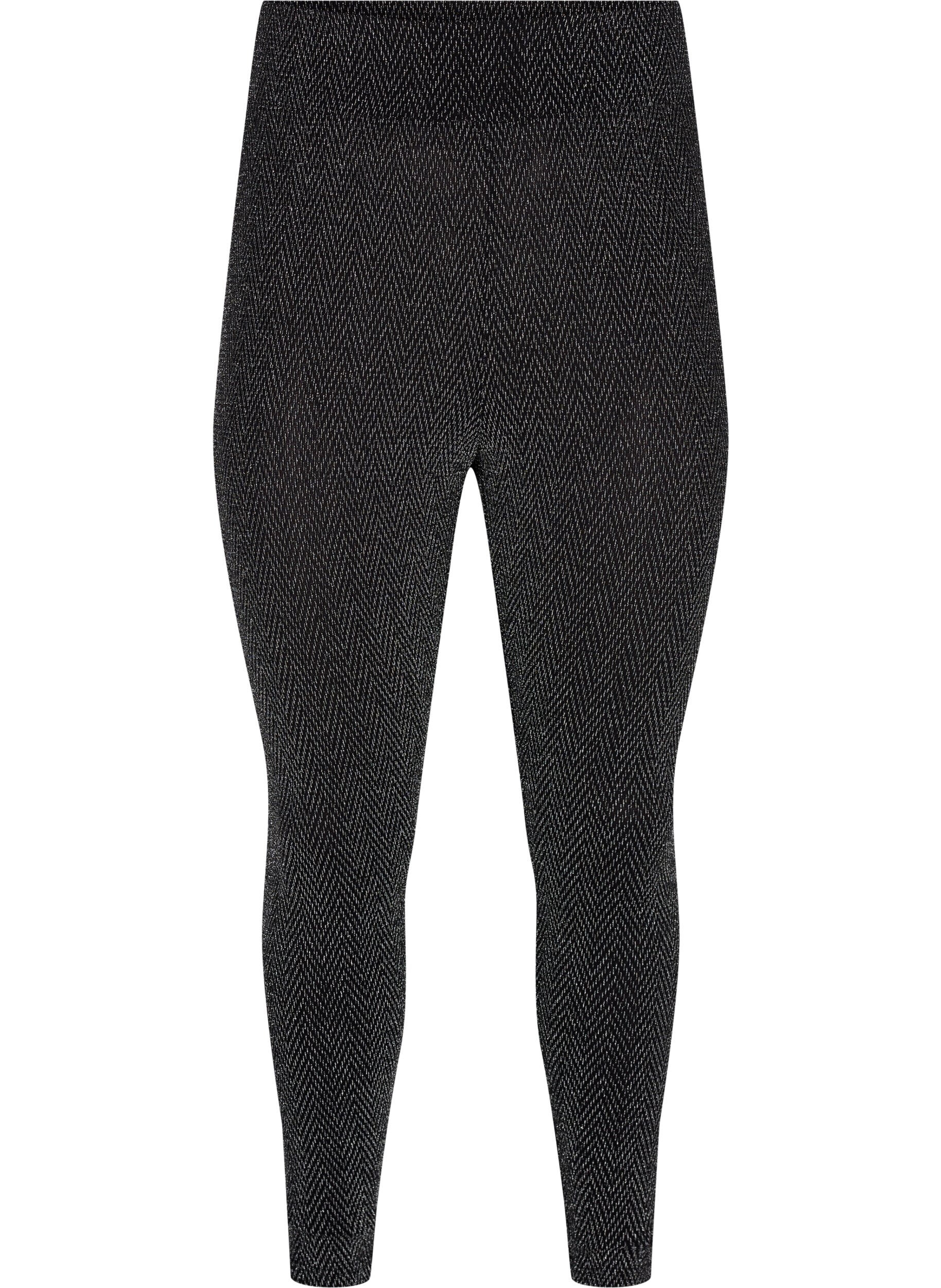 Zizzi Leggings med glimmer m&oslash;nster, Silver ZigZagShimmer, Packshot image number 0