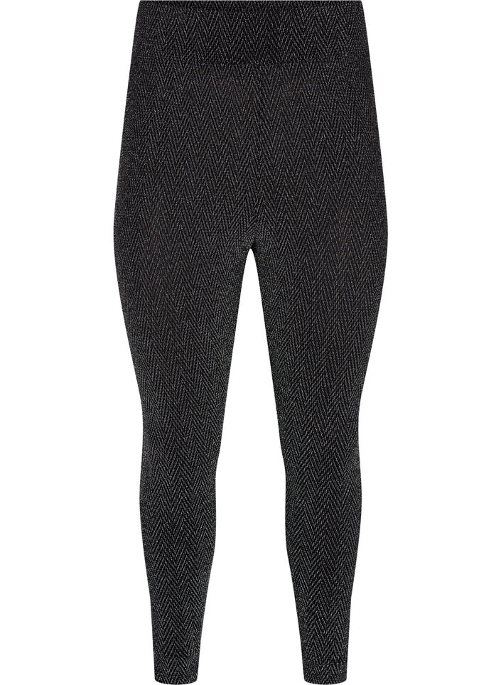 Leggings med glimmer mønster, Silver ZigZagShimmer, Packshot image number 0