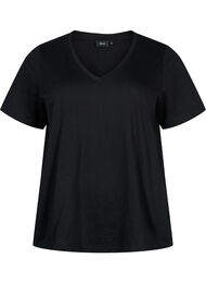 Kort&aelig;rmet basis t-shirt med v-hals, Sort