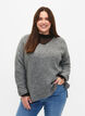 Strikbluse med slids, Light Grey Melange, Model image number 0