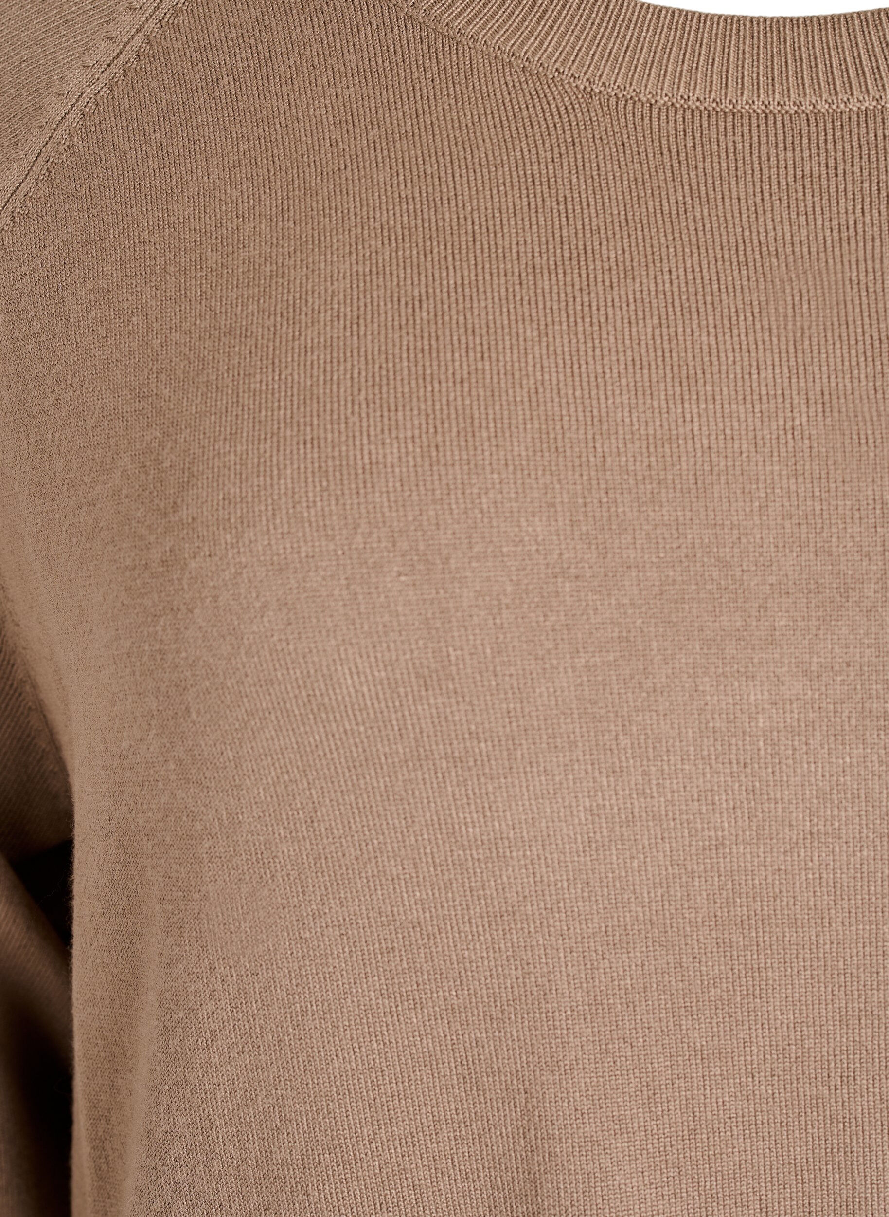 Zizzi Strikbluse med knapper i siden, Beige, Packshot image number 2