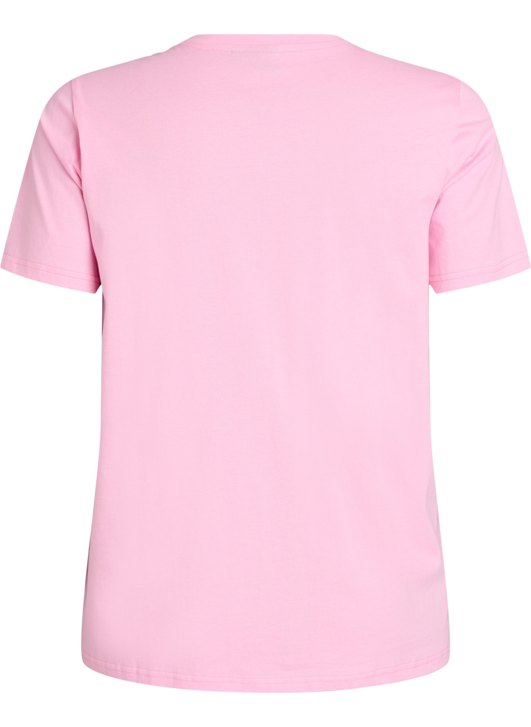 Zizzi T-shirt i bomuld med broderet tekstmotiv, Hvid, Packshot image number 1