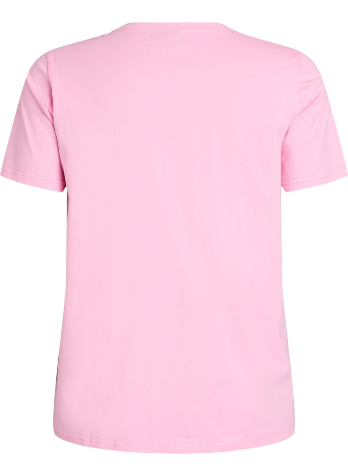 T-shirt i bomuld med broderet tekstmotiv, Hvid, Packshot image number 1