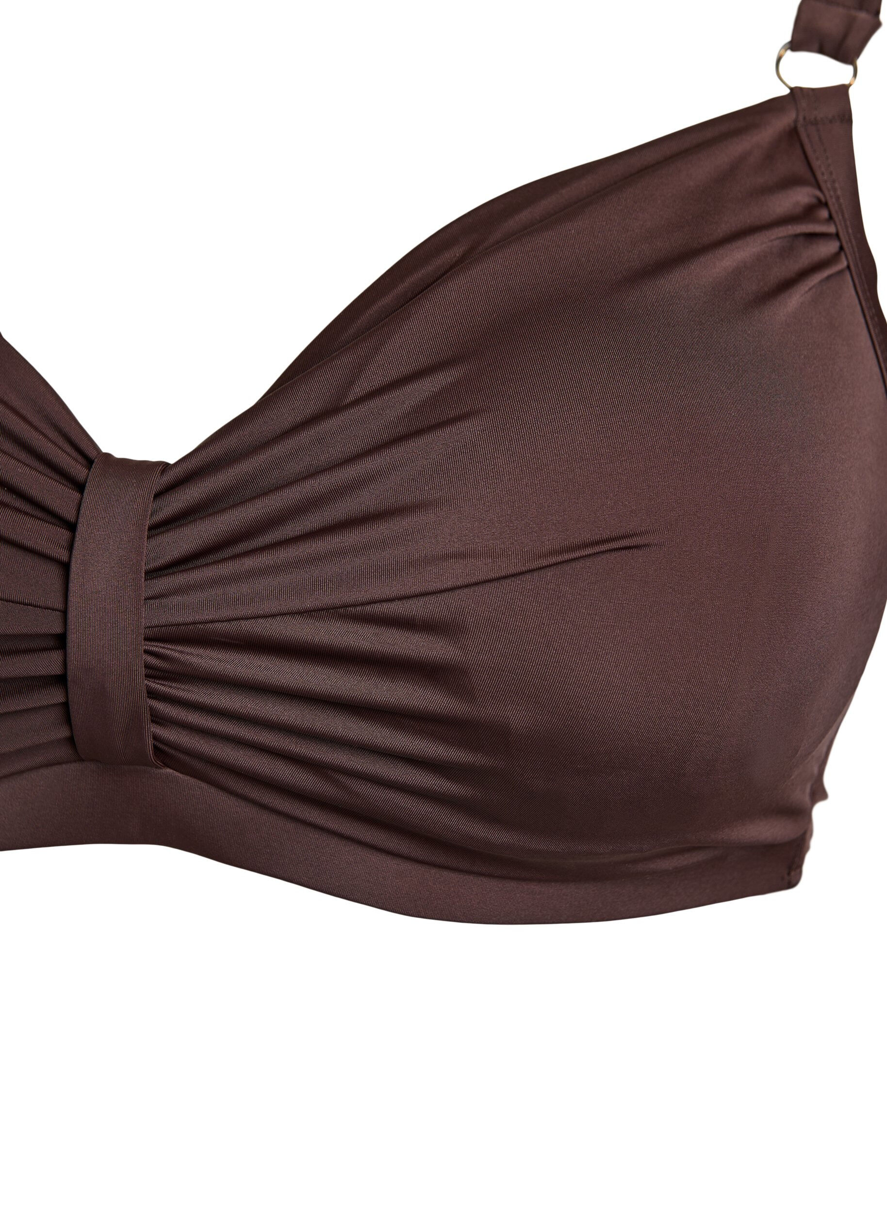 Zizzi Bikini b&oslash;jle bh med draperinger, Brun, Packshot image number 2