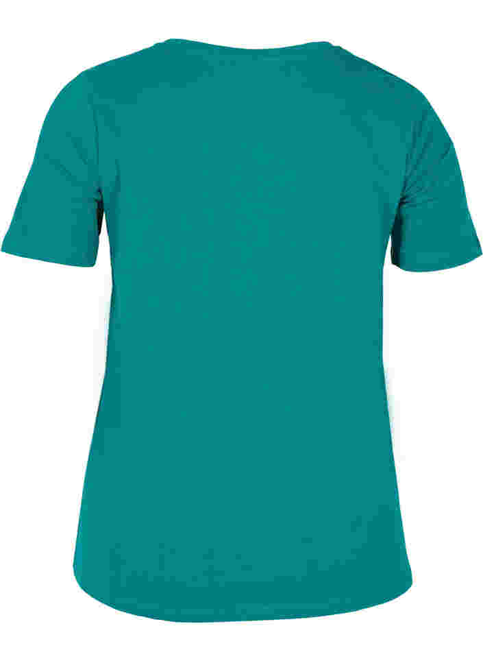 Basis t-shirt med v-hals, Teal Green, Packshot image number 1