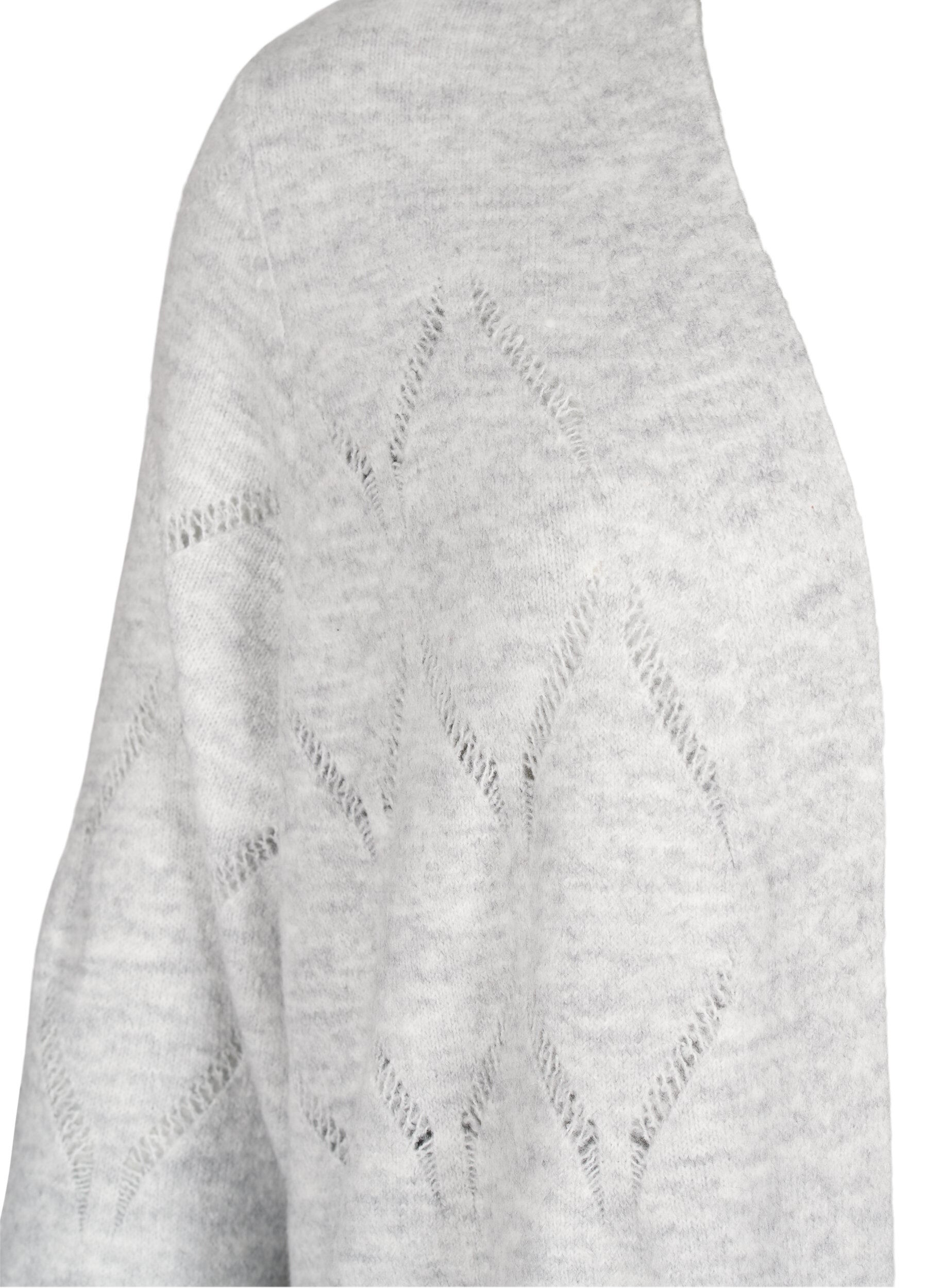 Zizzi Lang&aelig;rmet strikcardigan, Light Grey Melange, Packshot image number 2