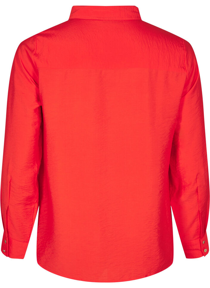 Skjorte med krave og brystlommer, Rød, Packshot image number 1