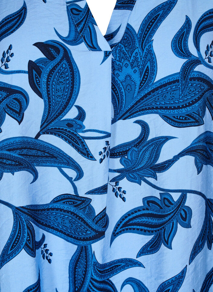 Langærmet bluse med paisleyprint og v-hals, Blue Paisley AOP, Packshot image number 2